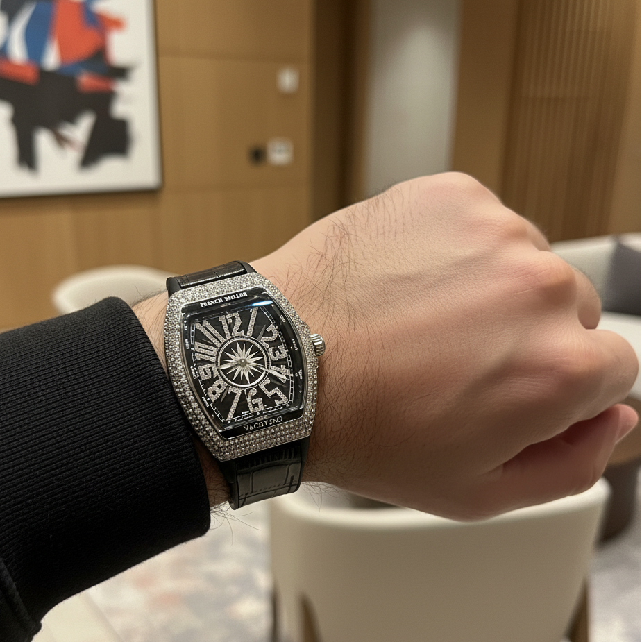 Frank Miller Black Dial with Ice Tone Bazel