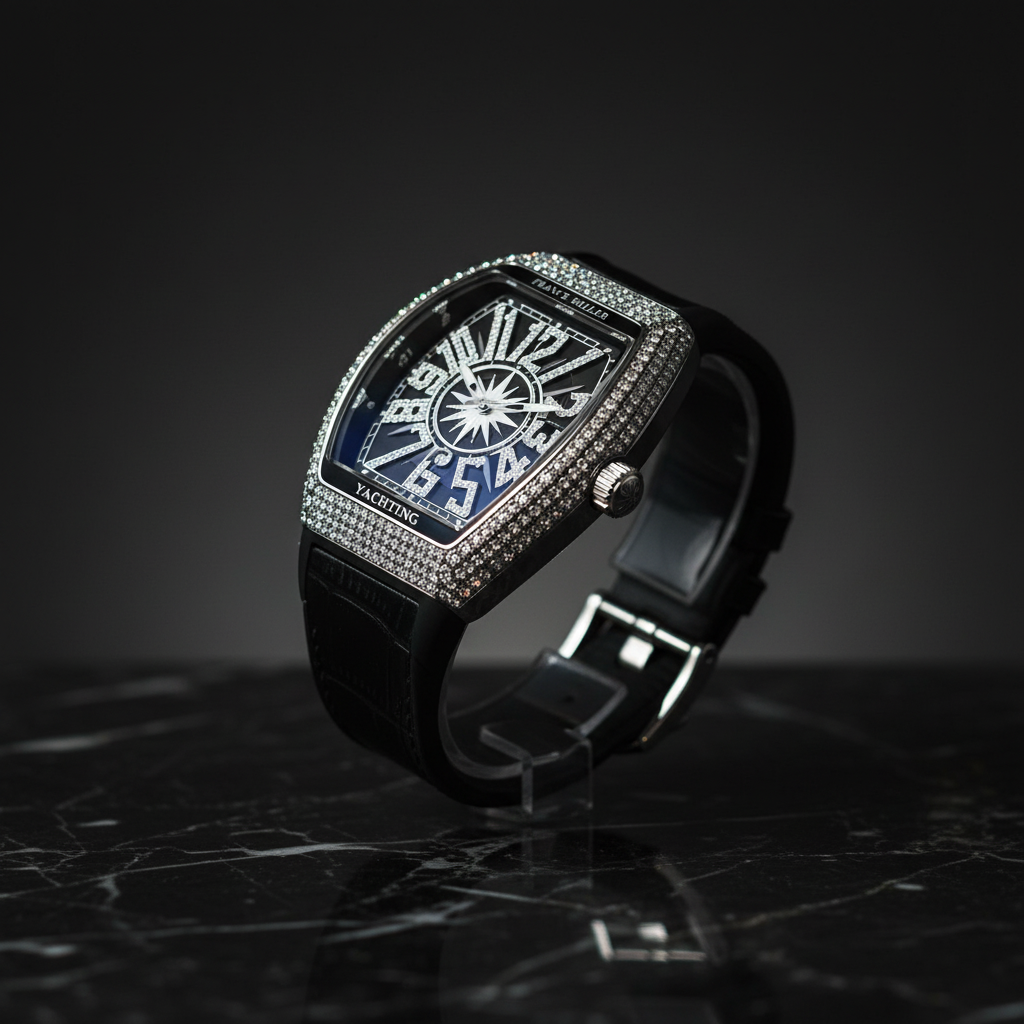 Frank Miller Black Dial with Ice Tone Bazel