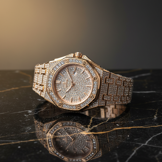 AP Rose Gold Addition Iced Tone Watch